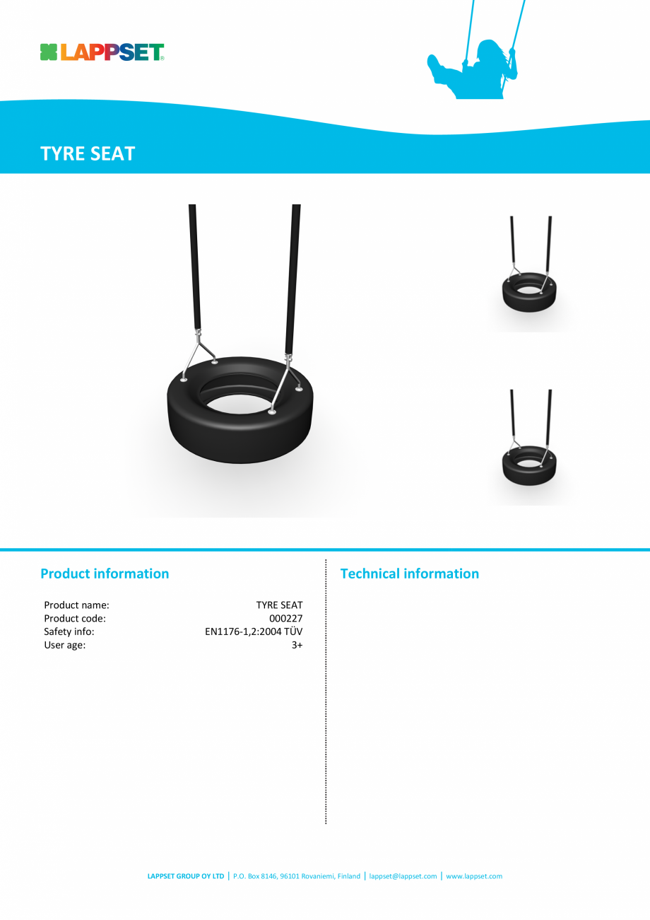 Pagina 1-Scaun de cauciuc circular, lant 210 cm 000227 LAPPSET FLORA Fisa tehnica Engleza TYRE SEAT

Product ...