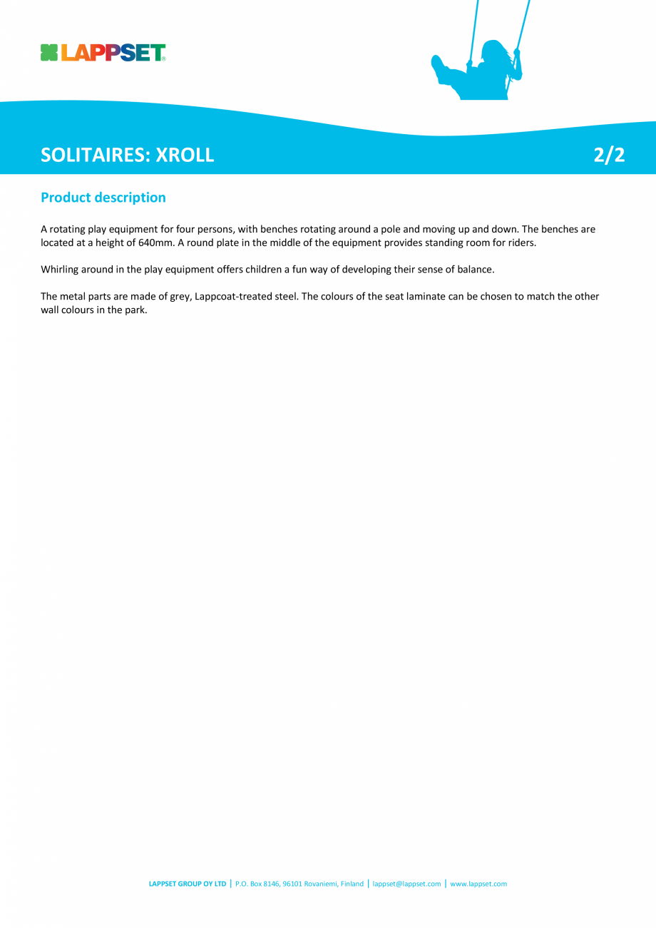 Pagina 2-Echipament de joaca pentru copii XROLL 137043M LAPPSET CLOXX Fisa tehnica Engleza nd plate in the...