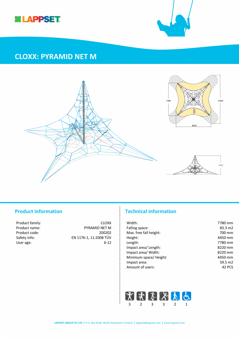 Pagina 1-Structura de catarat PYRAMID NET M 200202 LAPPSET CLOXX Fisa tehnica Engleza CLOXX: PYRAMID NET M
...