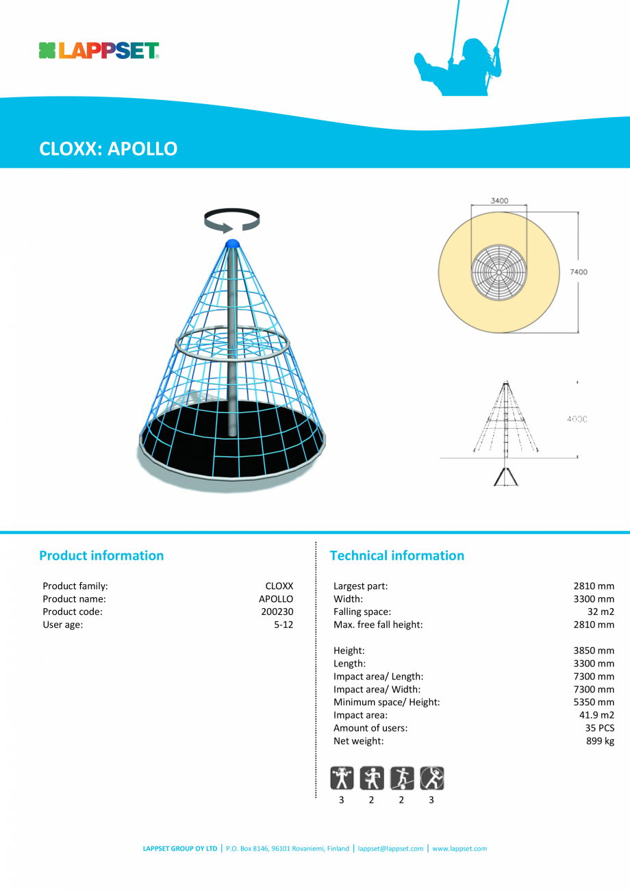 Pagina 1-Echipament de catarat APOLLO 200230 LAPPSET CLOXX Fisa tehnica Engleza CLOXX: APOLLO

Product...
