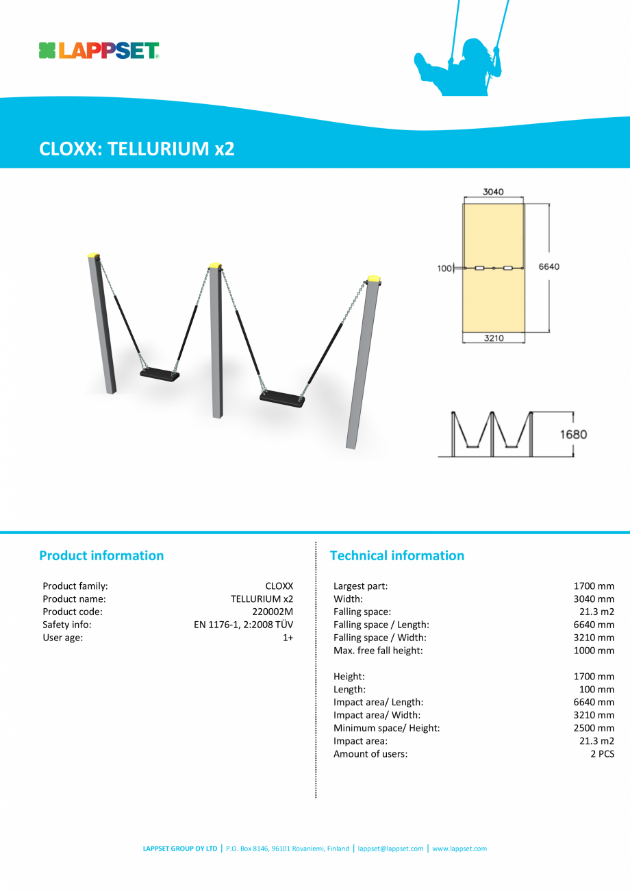 Pagina 1-Echipament de joaca pentru copii sub 4 ani TELLURIIUM  220002M LAPPSET CLOXX Fisa tehnica Engleza...