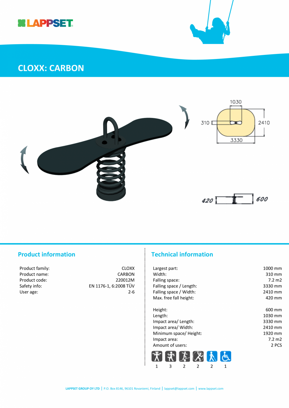 Pagina 1-Echipament de joaca cu arc CARBON 220012M LAPPSET CLOXX Fisa tehnica Engleza CLOXX: CARBON

Product ...
