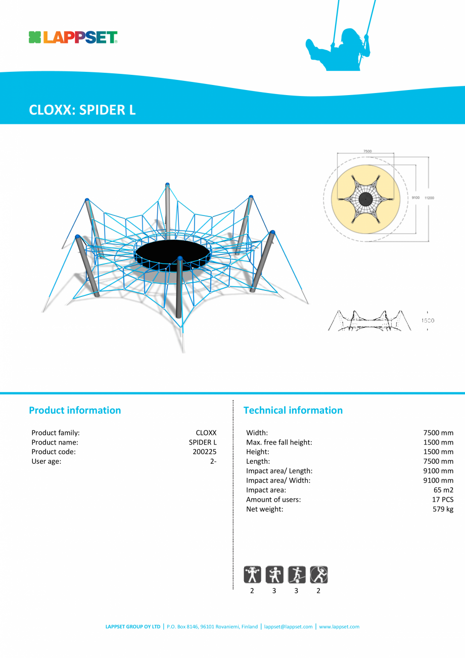 Pagina 1-Structura de catarat SPIDER L 200225 LAPPSET CLOXX Fisa tehnica Engleza CLOXX: SPIDER L

Product...