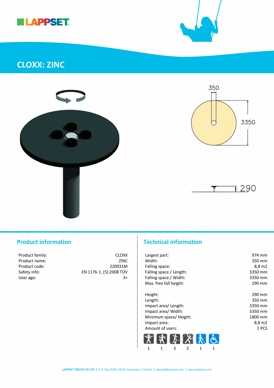 Pagina 1-Echipament de joaca rotativ ZINC 220031M LAPPSET CLOXX Fisa tehnica Engleza CLOXX: ZINC

Product...