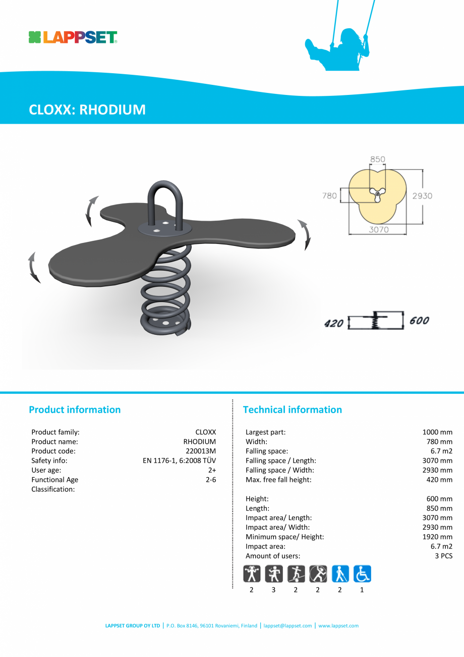 Pagina 1-Echipament de joaca cu arc RHODIUM 220013M LAPPSET CLOXX Fisa tehnica Engleza CLOXX: RHODIUM
...
