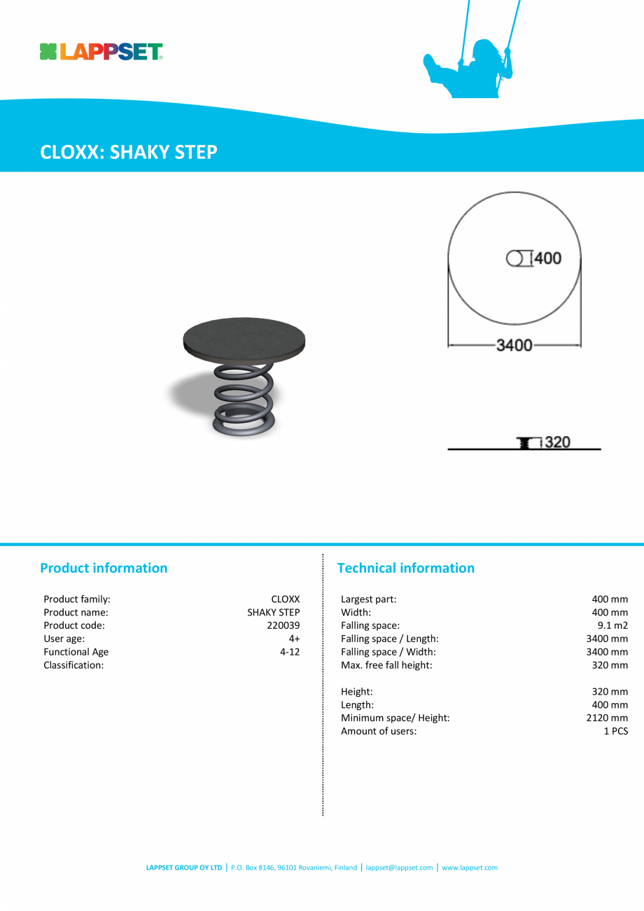 Pagina 1-Echipament de joaca cu arc SHAKY STEP 220039 LAPPSET CLOXX Fisa tehnica Engleza CLOXX: SHAKY STEP
...