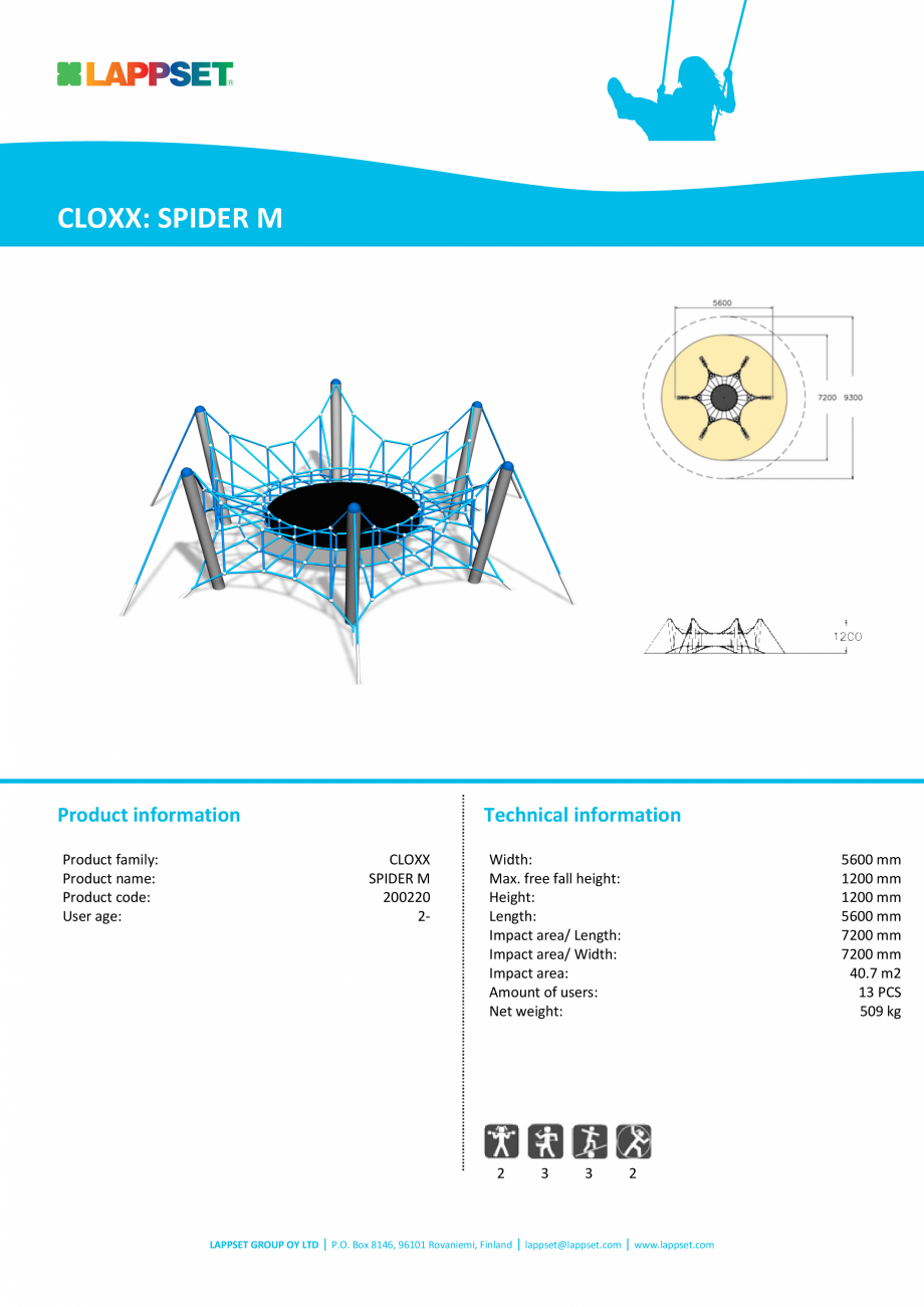 Pagina 1-Structura de catarat SPIDER M 200220 LAPPSET CLOXX Fisa tehnica Engleza CLOXX: SPIDER M

Product...