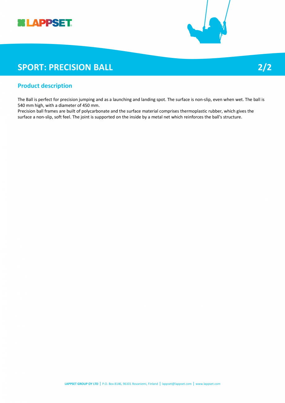 Pagina 2-Echipament de joaca pentru copii PRECISION BALL 220501 LAPPSET CLOXX Fisa tehnica Engleza e.
...