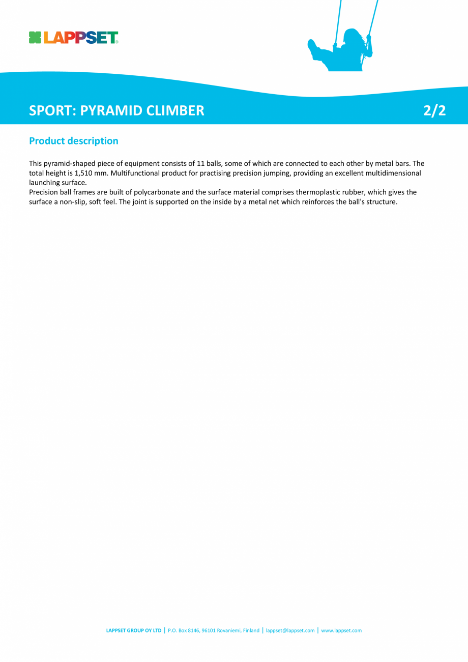 Pagina 2-Echipament de catarat PYRAMID CLIMBER 220505 LAPPSET CLOXX Fisa tehnica Engleza rface material...