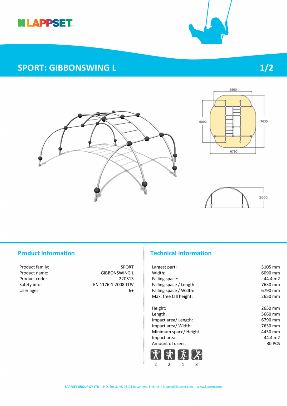 Pagina 1-Echipament de catarat GIBBONSWING L 220513 LAPPSET CLOXX Fisa tehnica Engleza SPORT: GIBBONSWING L

...