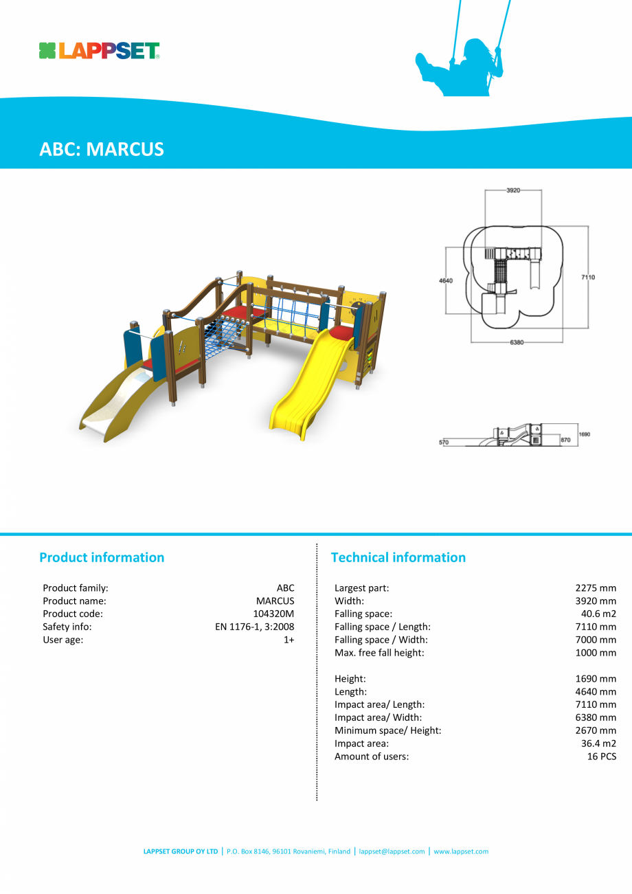 Pagina 1-Echipament de joaca tematic pentru copii sub 4 ani 104320M  LAPPSET FINNO ABC Fisa tehnica Engleza...
