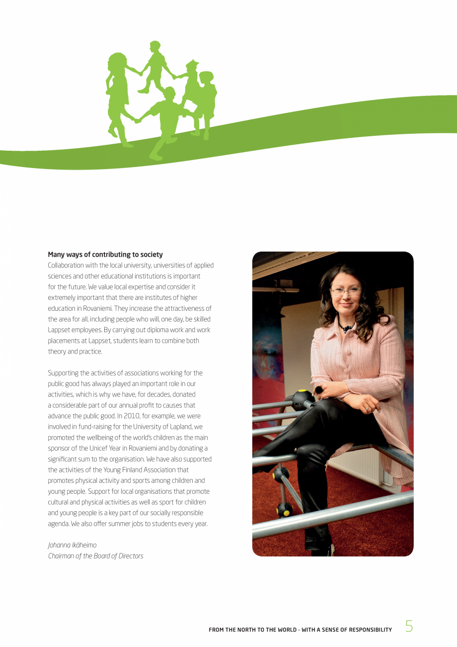 Pagina 5-Responsabilitatea sociala - Raport 2010 LAPPSET NEW FINNO, FINNO ABC, CLOXX, CLOVER, ANGRY BIRDS,...