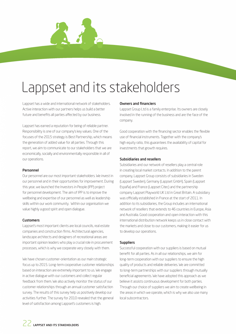 Pagina 22-Responsabilitatea sociala - Raport 2010 LAPPSET NEW FINNO, FINNO ABC, CLOXX, CLOVER, ANGRY BIRDS,...