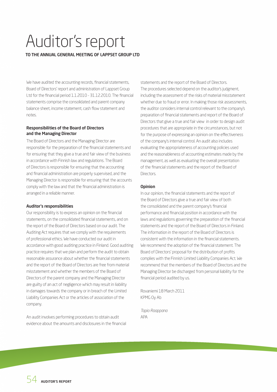 Pagina 54-Responsabilitatea sociala - Raport 2010 LAPPSET NEW FINNO, FINNO ABC, CLOXX, CLOVER, ANGRY BIRDS,...