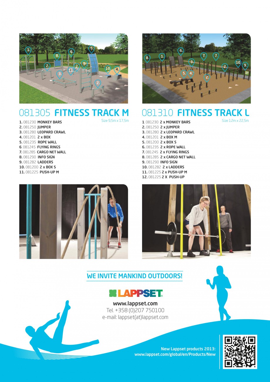 Pagina 4-Echipamente Fitness LAPPSET Fisa tehnica Engleza Y BARS
2. 081250 JUMPER
3. 081280 LEOPARD CRAWL
4. ...