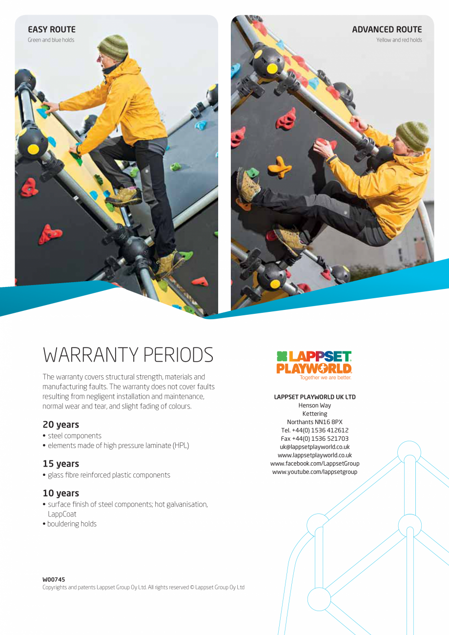 Pagina 8-Echipamente de catarare LAPPSET Wall Bouldering Fisa tehnica Engleza 