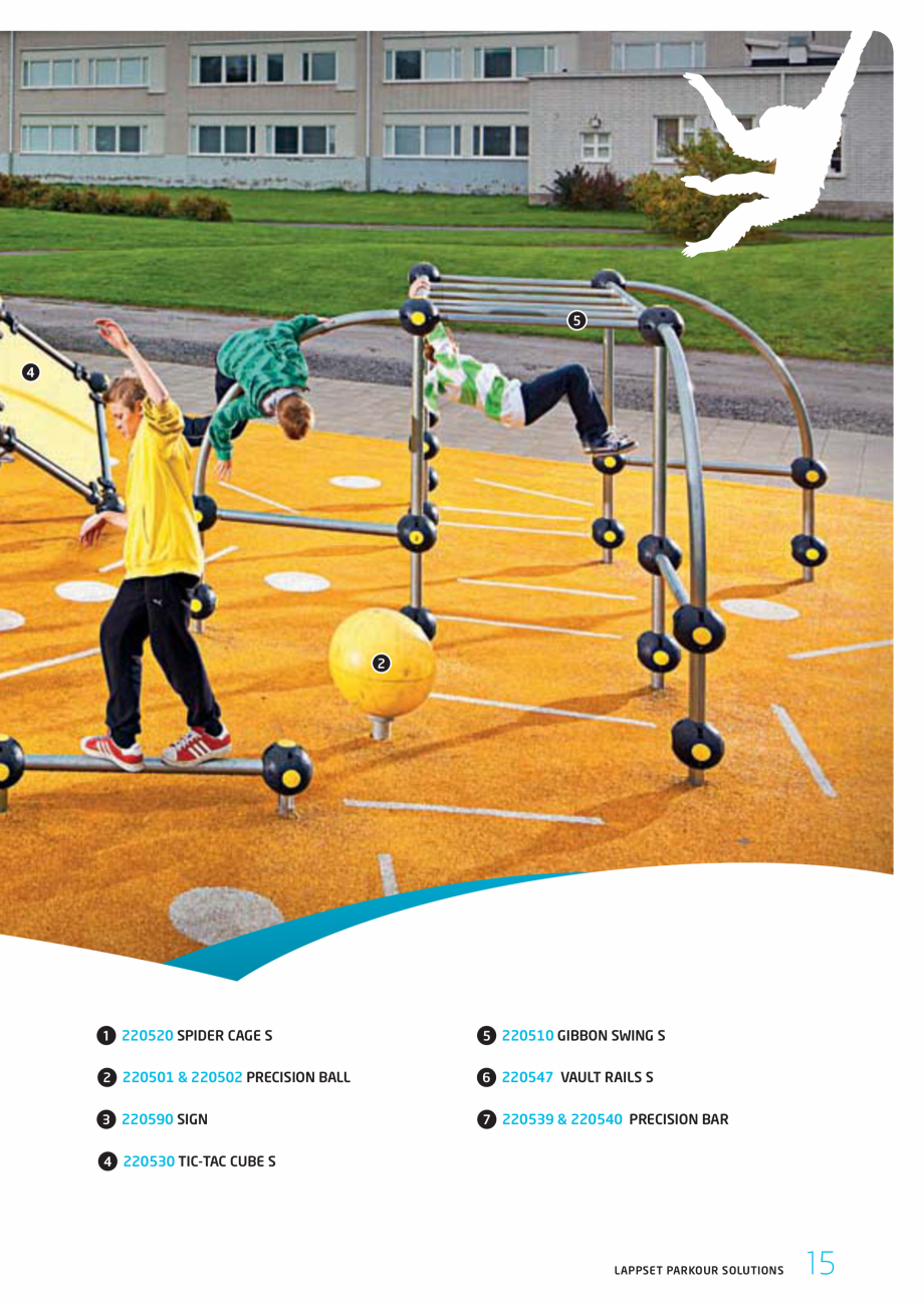 Pagina 15-Echipamente si solutii pentru Parkour  LAPPSET Fisa tehnica Engleza 
2 220501 & 220502 PRECISION...