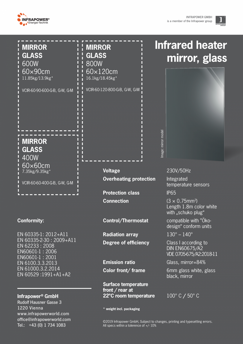 Pagina 1-Panouri radiante pentru incalzire INFRAPOWER Fisa tehnica Engleza INFRAPOWER GMBH
is a member of the...