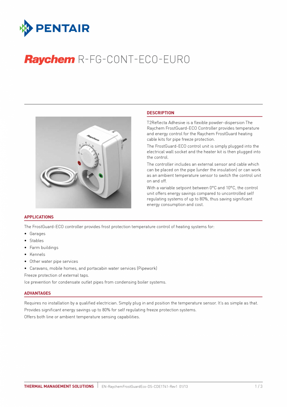 Pagina 1-Unitate de control FrostGuard-ECO RAYCHEM Fisa tehnica Engleza R-FG-CONT-ECO-EURO

Description...