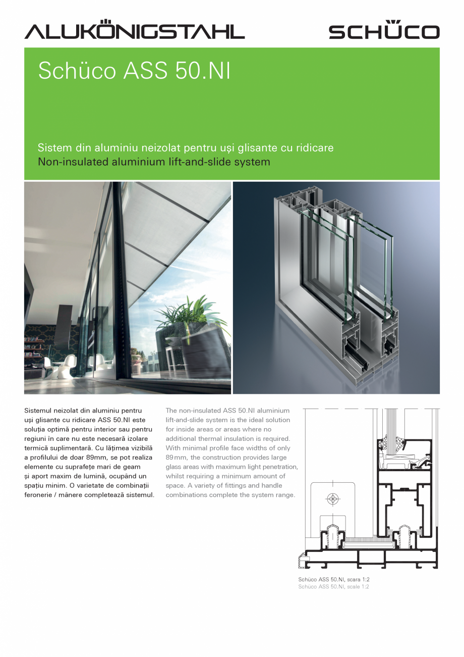 Pagina 1-Sistem din aluminiu neizolat pentru usi glisante cu ridicare SCHÜCO ASS 50.NI Fisa tehnica...