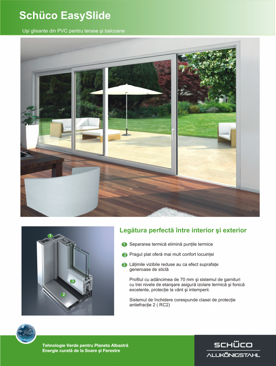 Pagina 1-Usi glisante din PVC pentru terase si balcoane - ThermoSlide SCHÜCO Fisa tehnica Romana Schüco...