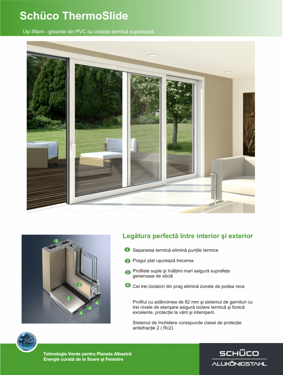 Pagina 1-Usi liftant-glisante din PVC cu izolatie termica superioara - ThermoSlide SCHÜCO Fisa tehnica...