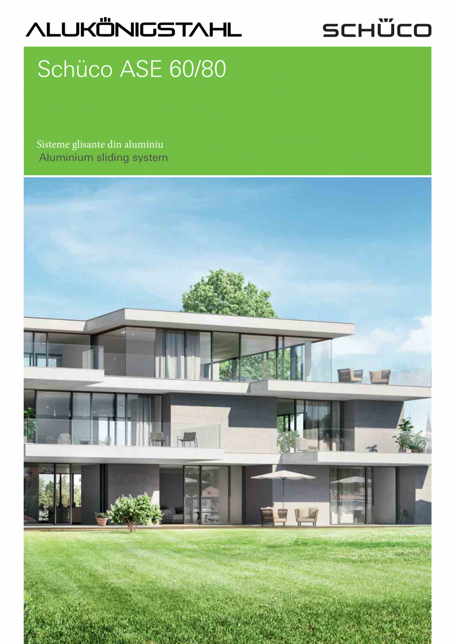 Pagina 1-Sistem de profile din aluminiu pentru usi glisante SCHÜCO ASE 60 Fisa tehnica Engleza, Romana...