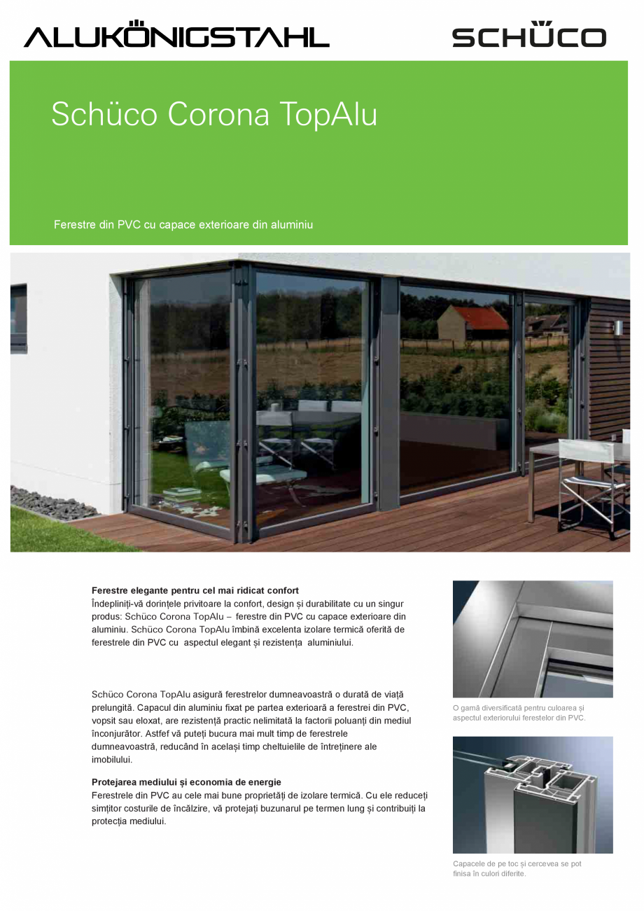 Pagina 1-Ferestre din PVC cu capace exterioare din aluminiu SCHÜCO Corona TopAlu Fisa tehnica Romana...
