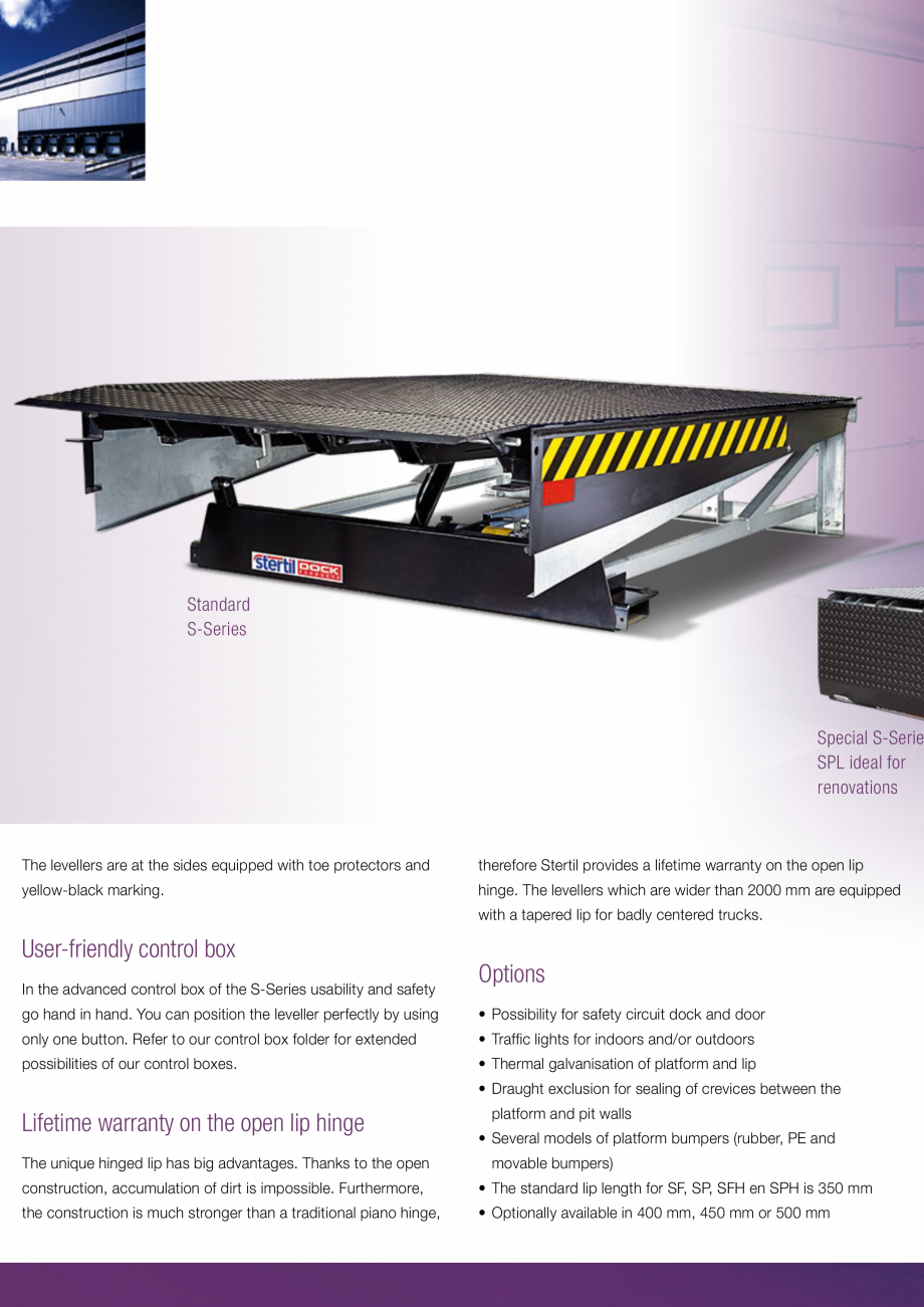 Pagina 3 - Rampa hidraulica cu trapa rabatabila STERTIL Seria S Catalog, brosura Engleza y supports ...