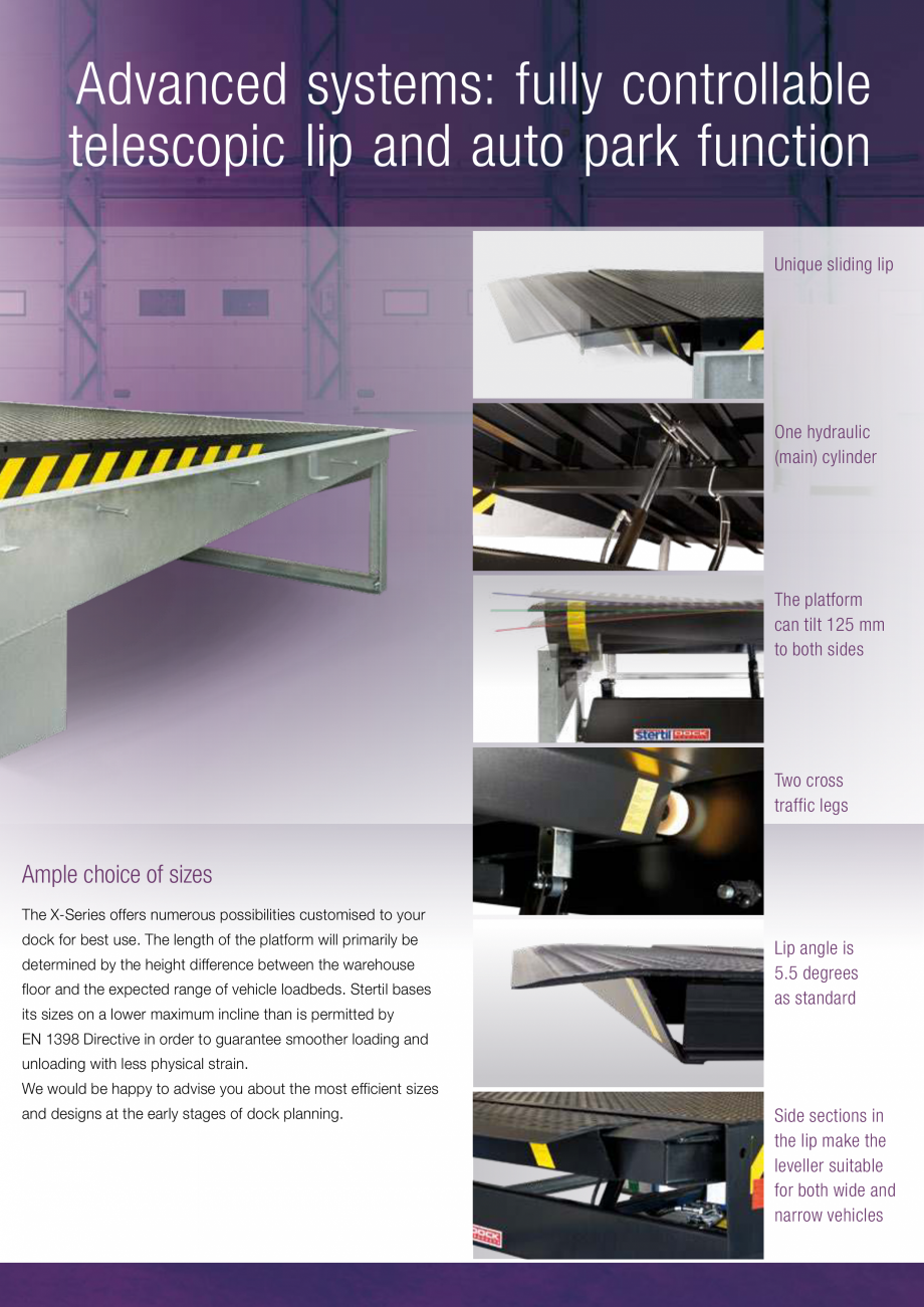 Pagina 4-Rampa hidraulica cu trapa telescopica STERTIL Seria X Catalog, brosura Engleza r closure locking...