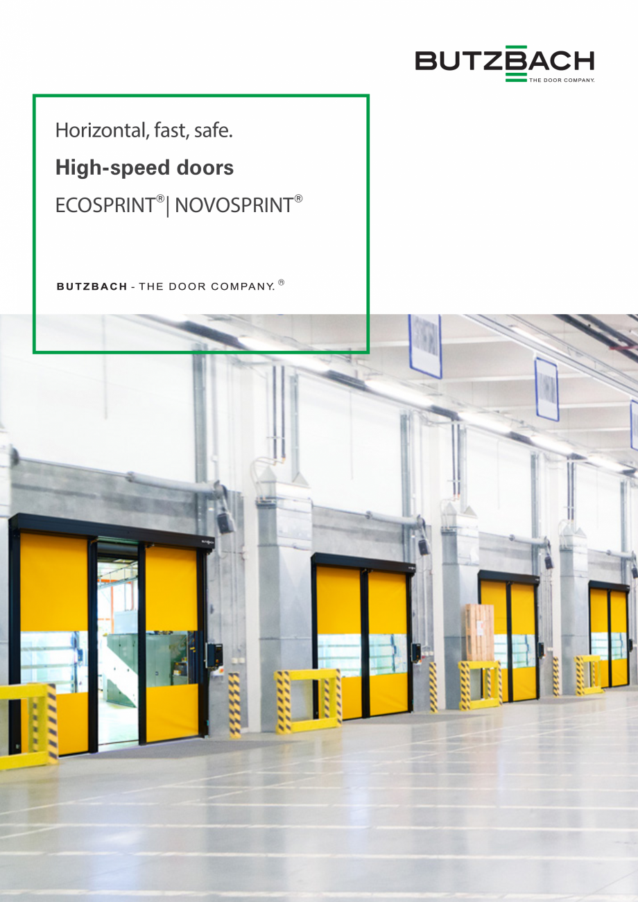 Pagina 1 - Usi rapide BUTZBACH Novosprint Syncro Catalog, brosura Engleza Horizontal, fast, safe....