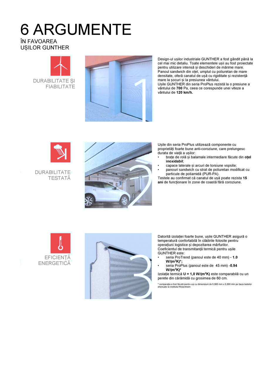 Pagina 3-Usi sectionale GUNTHER-TORE ProPlus Fisa tehnica Romana termică pentru ușile
GUNTHER este:
•...