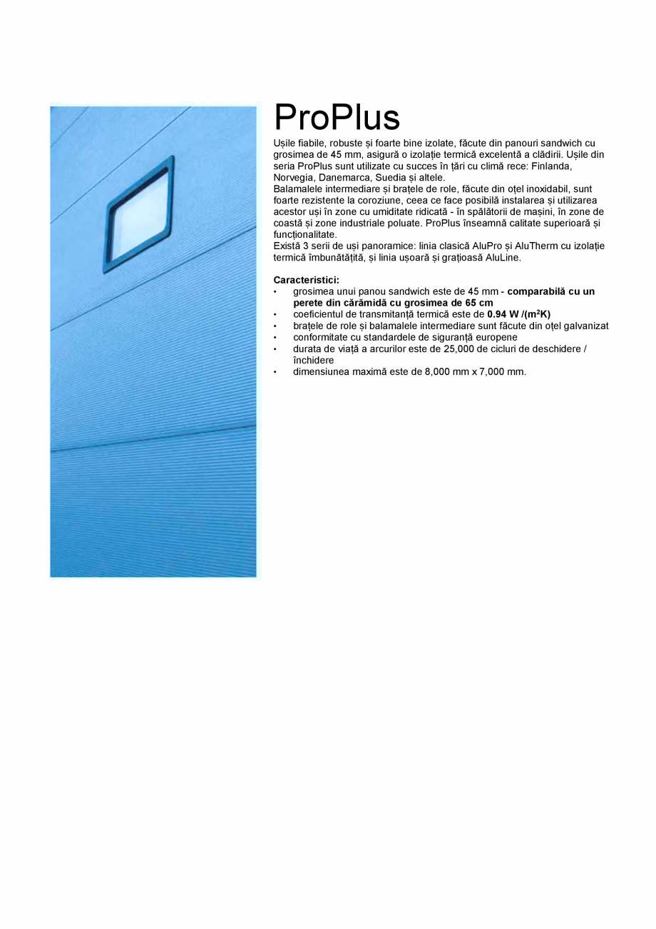 Pagina 6-Usi sectionale GUNTHER-TORE ProPlus Fisa tehnica Romana  65 cm
•
coeficientul de transmitanță...