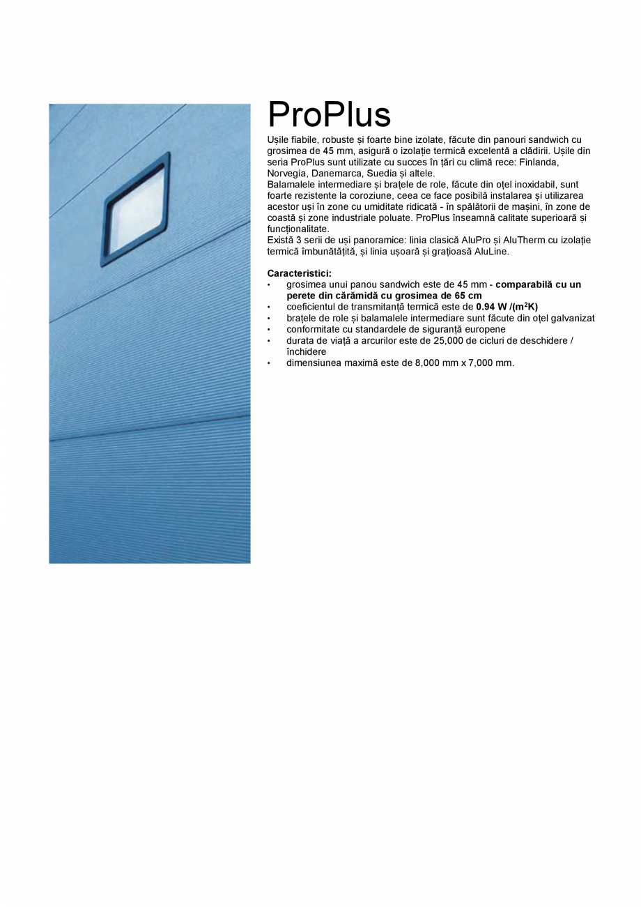Pagina 16-Usi sectionale GUNTHER-TORE ProPlus Fisa tehnica Romana ia ProPlus sunt utilizate cu succes în...