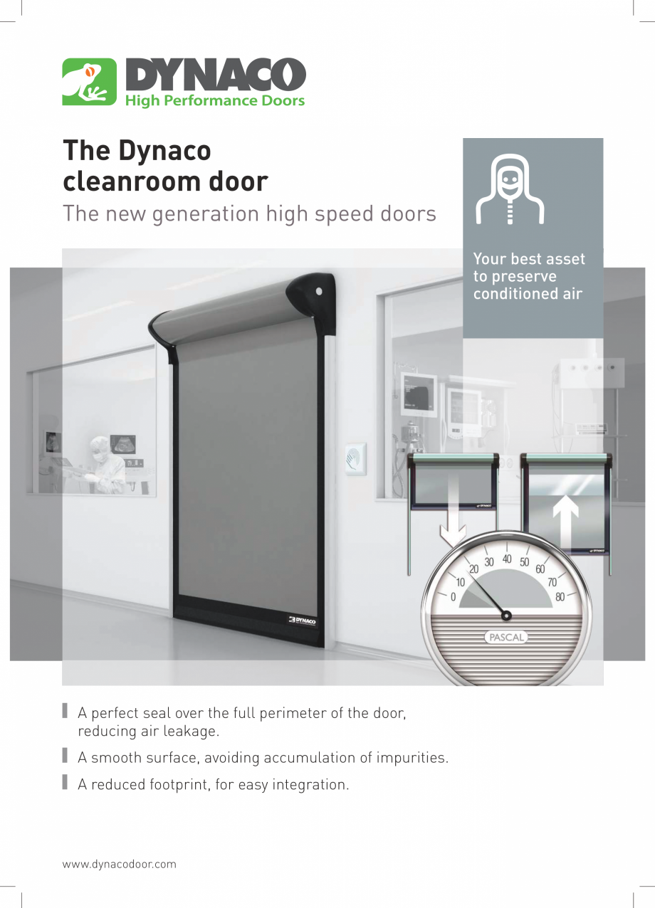 Pagina 1-Usa rapida DYNACO D-313 CLEANROOM Catalog, brosura Engleza The Dynaco
cleanroom door
The new...