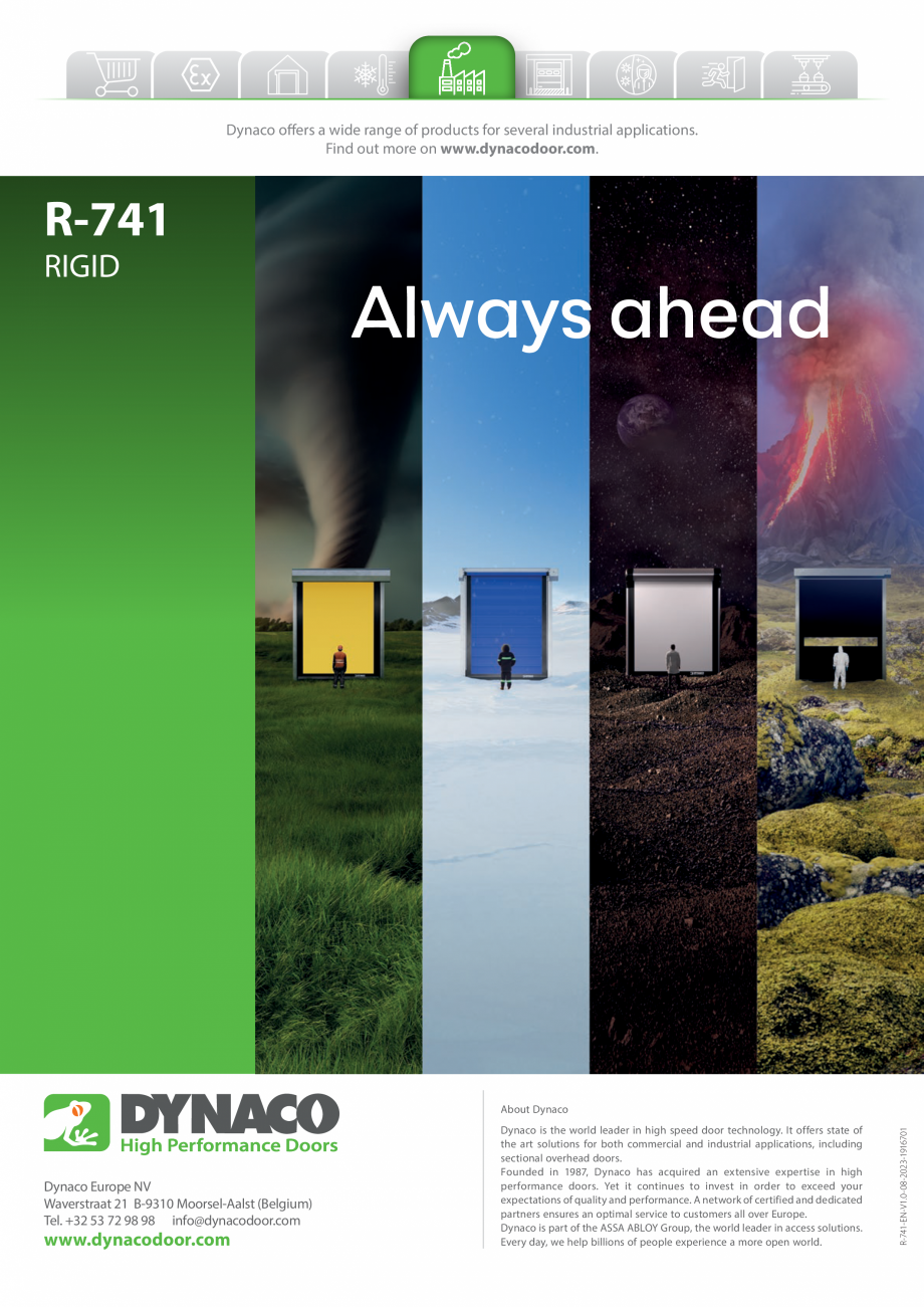 Pagina 4 - Usi rapide de exterior DYNACO R-741 RIGID Catalog, brosura Engleza p to
Class 4 EN-12424....