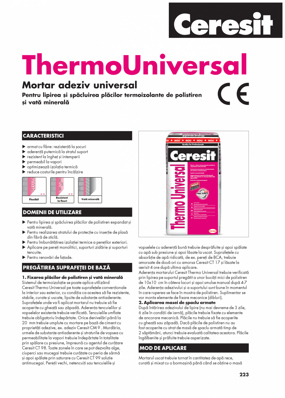 Pagina 1-Mortar adeziv universal pentru lipirea si spacluirea placilor termoizolante de polistiren CERESIT...