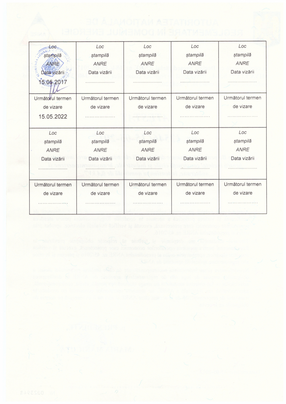 Pagina 2-Atestat ANRE tip BE  Certificare produs Romana 