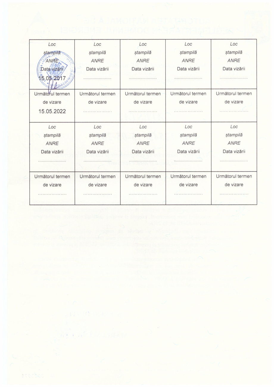 Pagina 2-Atestat ANRE tip A2  Certificare produs Romana 