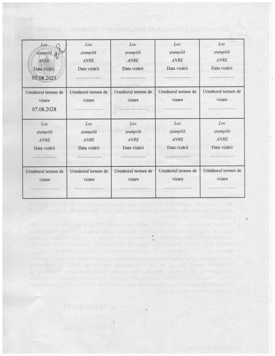 Pagina 2-Atestat ANRE tip C2A  Certificare produs Romana 
