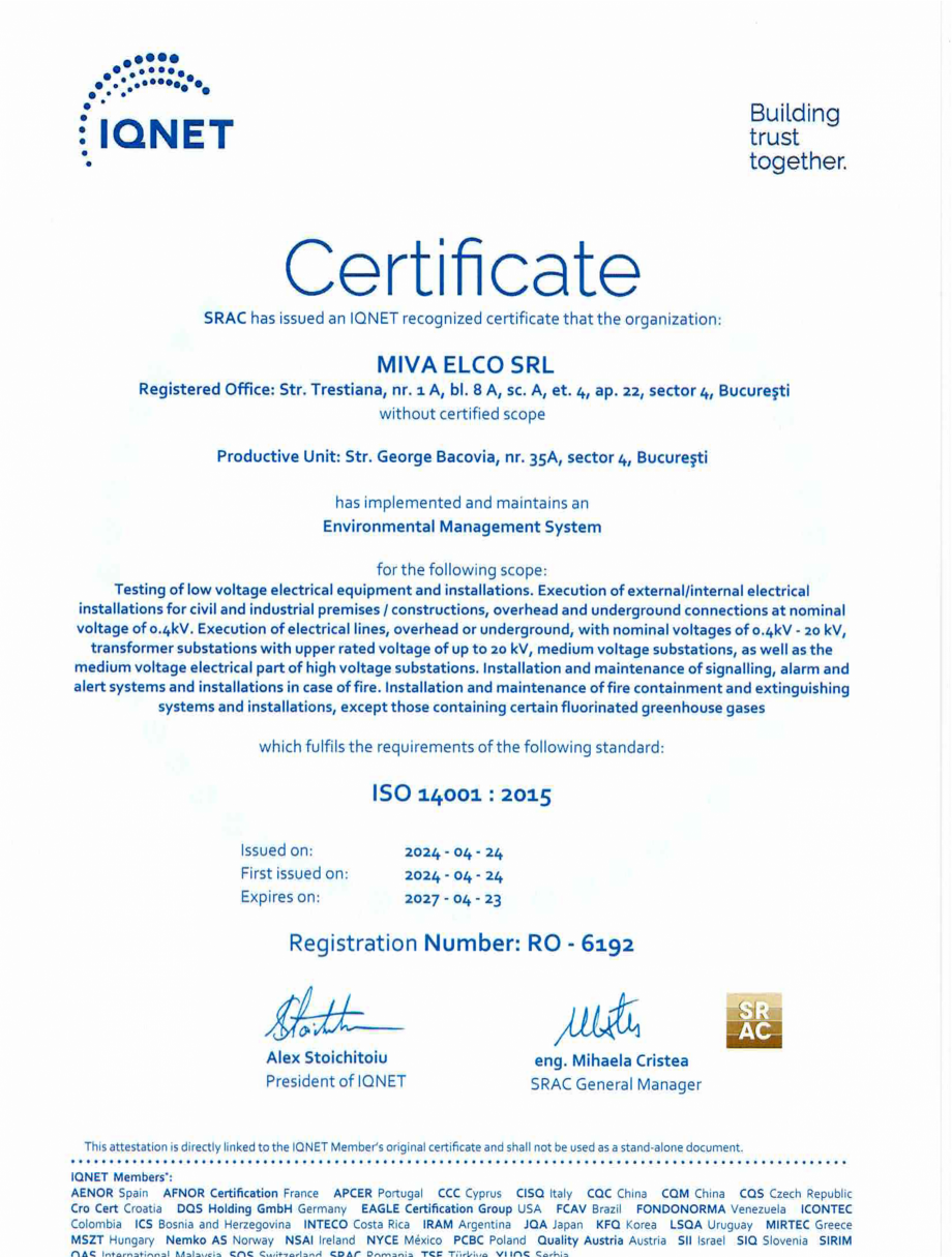 Pagina 2-Certificat SRAC ISO 14001  Certificare produs Romana 