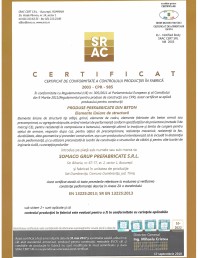 Elemente liniare de structura - Timisoara - Certificat CPF conform SR EN 13225:2013