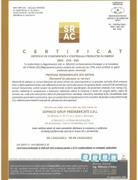 Elemente de planseu cu nervuri - Timisoara - Certificat CPF conform SR EN 13224:2012