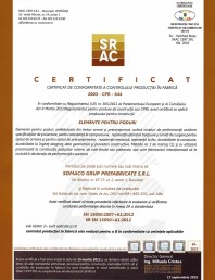 Elemente pentru poduri - Teius - Certificat CPF conform SR EN 15050+A1:2012