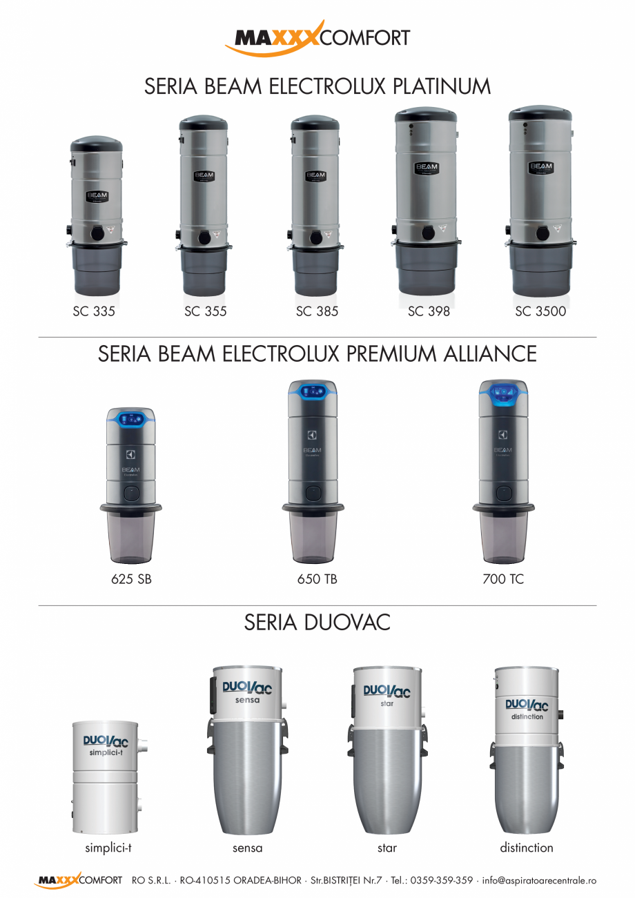 Pagina 1-Maxxxcomfort - Portofoliu  Catalog, brosura Romana SERIA BEAM ELECTROLUX PLATINUM

SC 335

SC 355
...