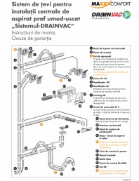 Sistem de țevi pentru instalații centrale de aspirat praf umed-uscat „Sistemul-DRAINVAC“
