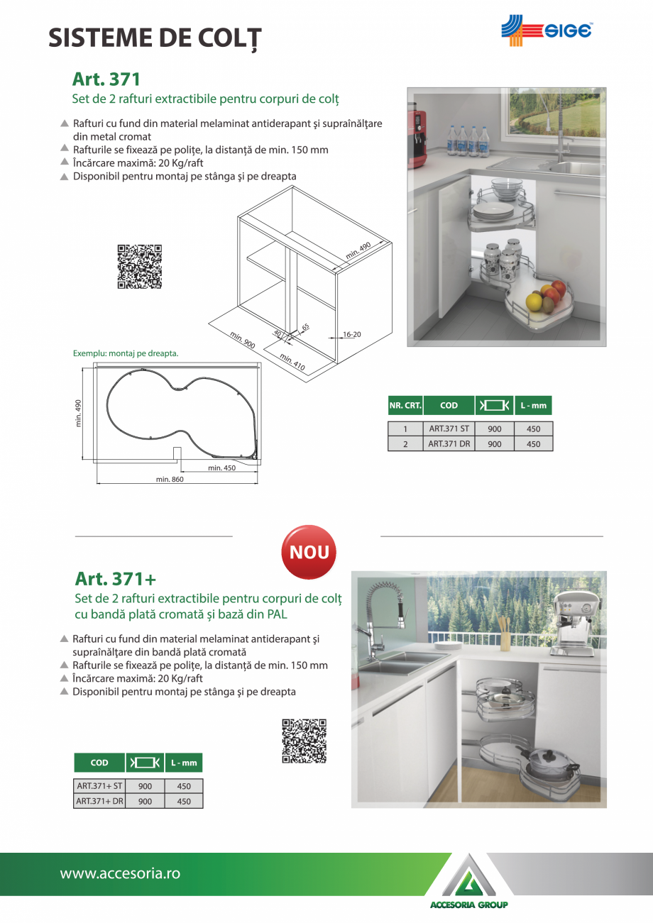 Pagina 1-Set de 2 rafturi extractabile pentru corpuri de colt  ACCESORIA GROUP Art 371 Nuvola Fisa tehnica...