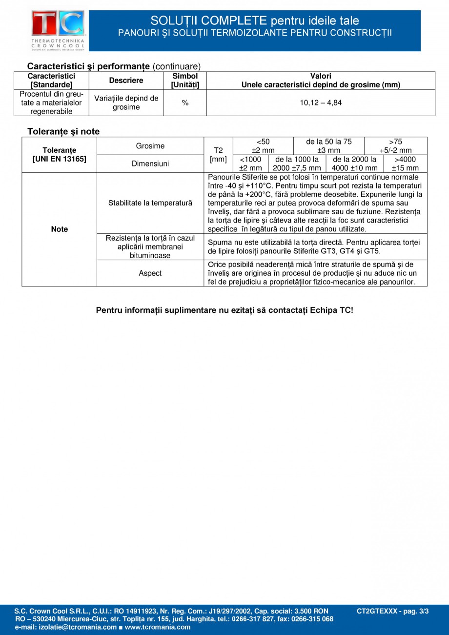 Pagina 3 - Panou termoizolant din spuma rigida de poliizocianurat (PIR) Stiferite GTE Fisa tehnica...