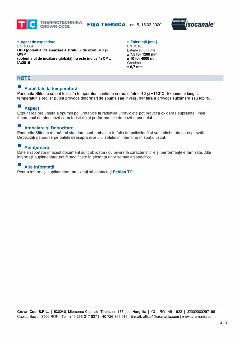 Pagina 2 - Panou sandwich tip ALP - Stiferite AAL Stiferite Isocanale AAL Fisa tehnica Romana ement ...