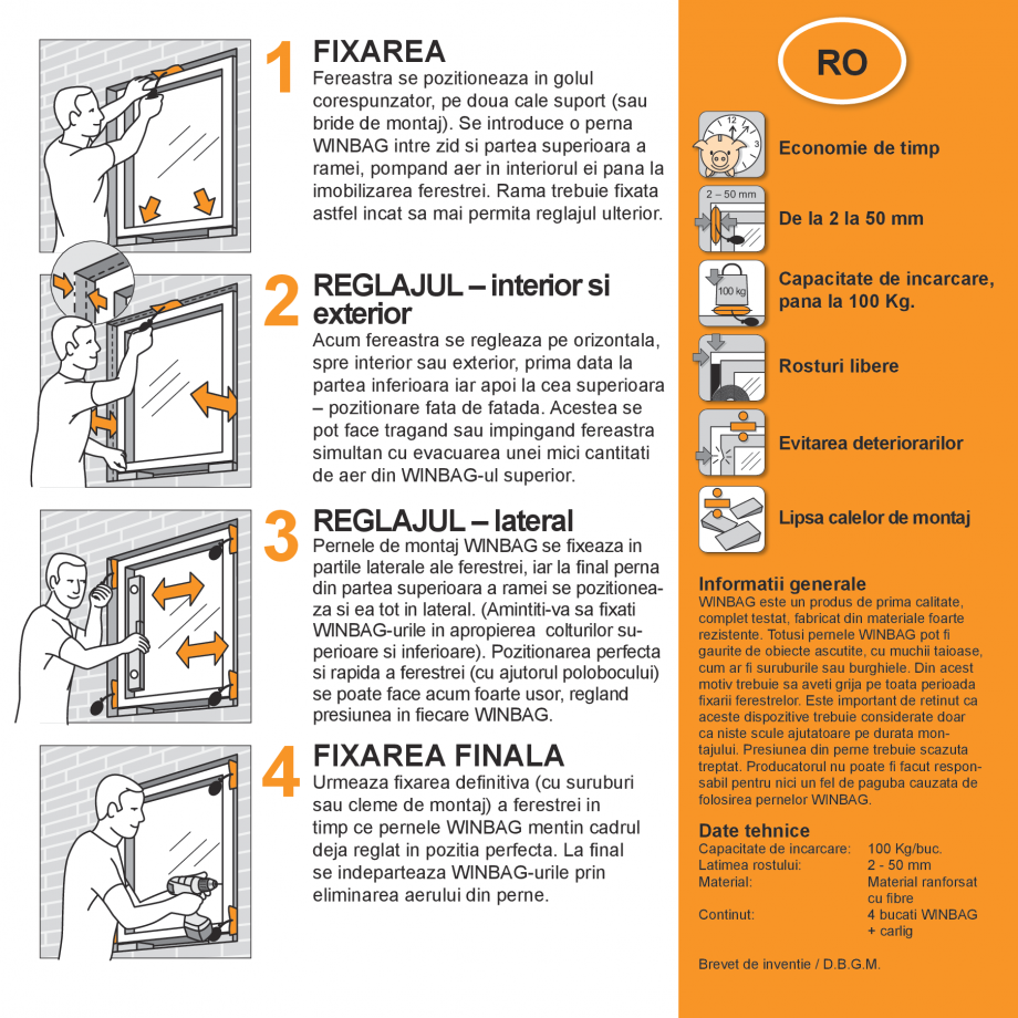 Pagina 1-Perna de montaj ISO Chemie WINBAG Instructiuni montaj, utilizare Romana 1 FIXAREA

Fereastra se...